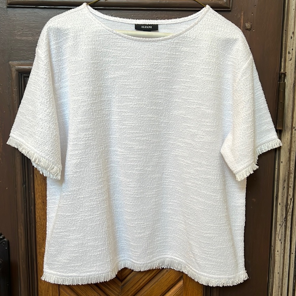 Alfani textured top with fringe